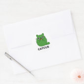Sticker Rond Catcus Funny Chat Cactus Pun (Enveloppe)