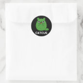 Sticker Rond Catcus Funny Chat Cactus Pun Dark BG (Sac)