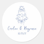 Sticker Rond Câteau Mariage à la main, à la main, français (Devant)