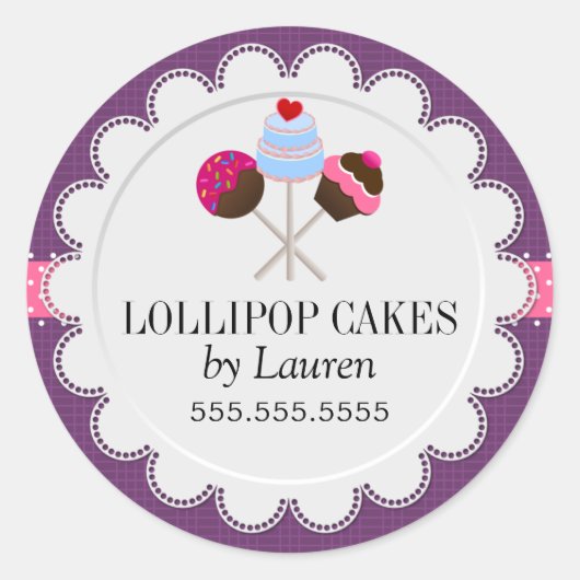 Sticker Rond Câteaux Pops Boulangerie Cachets (Devant)