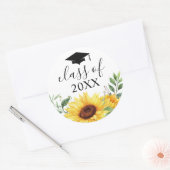 Sticker Rond Catégorie d'aquarelle florale de tournesol (Enveloppe)