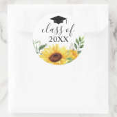 Sticker Rond Catégorie d'aquarelle florale de tournesol (Sac)