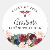 Sticker Rond Catégorie de soins infirmiers Diplômé Bourgogne Fl (Devant)