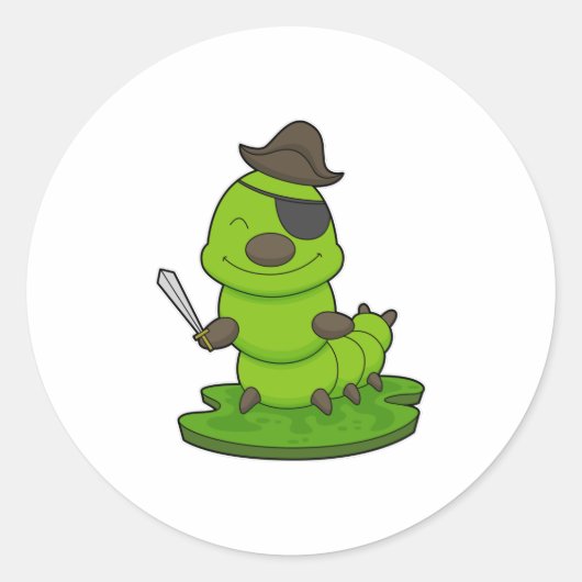 Sticker Rond Caterpillar as Pirate (Devant)