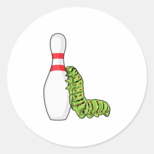 Sticker Rond caterpillar at bowling with bowling pin (Devant)