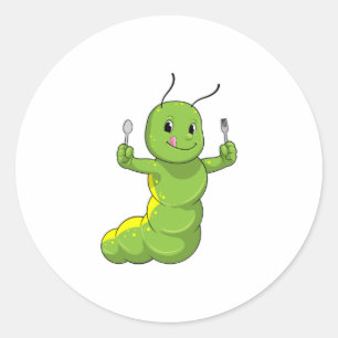 Sticker Rond Caterpillar avec cuillère et fourche