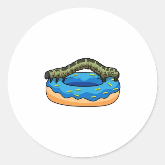 Sticker Rond Caterpillar avec Donut (Devant)