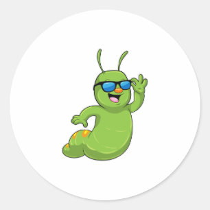 Sticker Rond Caterpillar avec lunettes de soleil