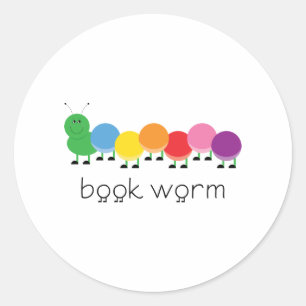 Sticker Rond Caterpillar Book Worm