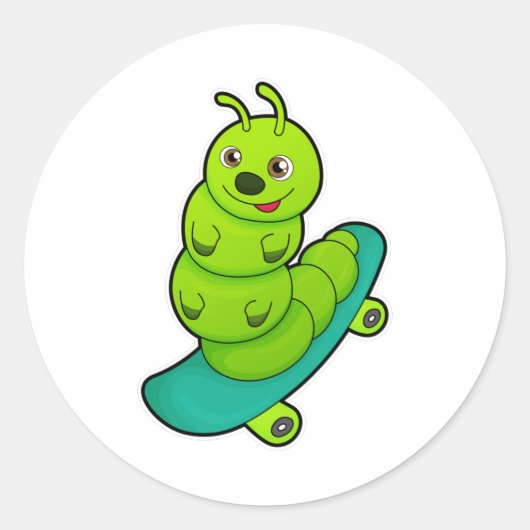 Sticker Rond Caterpillar en skateboard (Devant)