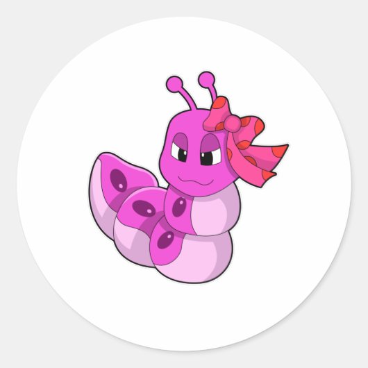Sticker Rond Caterpillar en tant que fille au ruban (Devant)