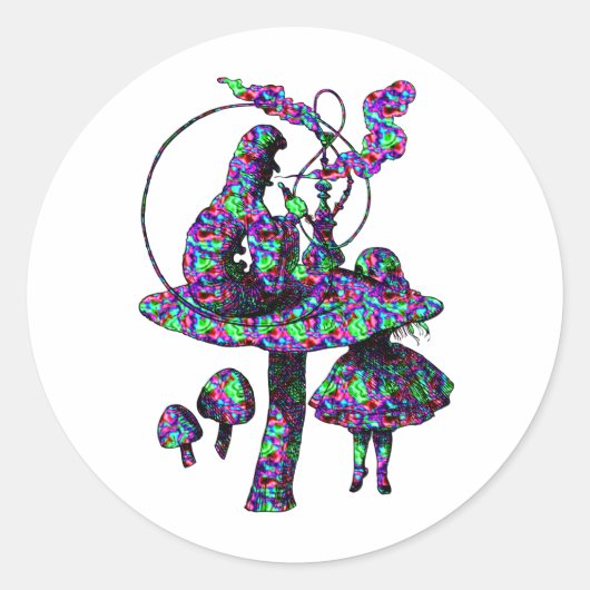 Sticker Rond Caterpillar Psychadelic (Devant)