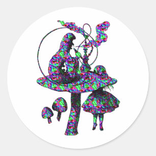 Sticker Rond Caterpillar Psychadelic