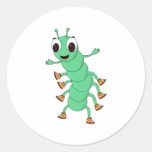 Sticker Rond Caterpillar verte