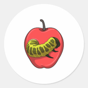 Sticker Rond Caterpillar with Apple