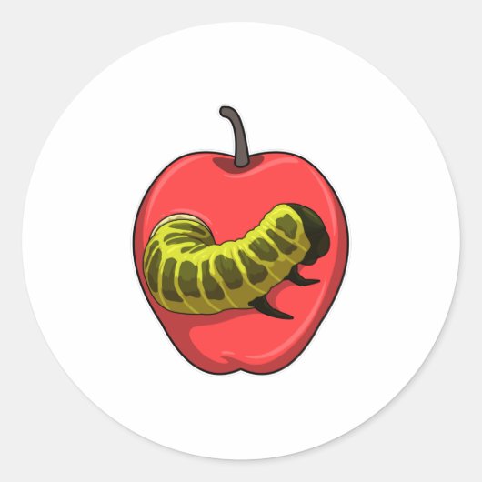 Sticker Rond Caterpillar with Apple (Devant)