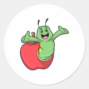 Sticker Rond Caterpillar with Apple