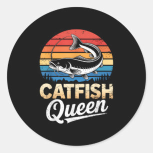 Sticker Rond Catfish Queen Pêche Pour Les Pêcheurs Et Les Amate