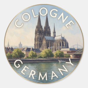 Sticker Rond Cathédrale de Cologne Allemagne Scène du Rhin