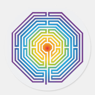 Sticker Rond Cathédrale Labyrinthe Maze d'Amiens Noir et blanc