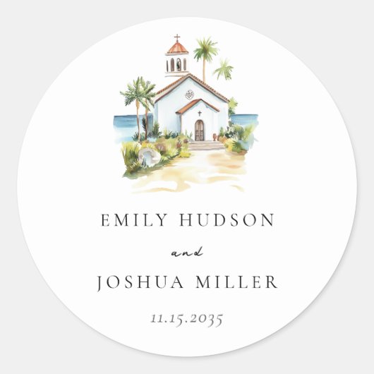 Sticker Rond Catholic Church Tropical Wedding (Devant)