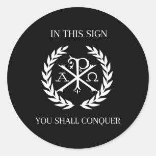 Sticker Rond Catholique Chi Rho Alpha Omega