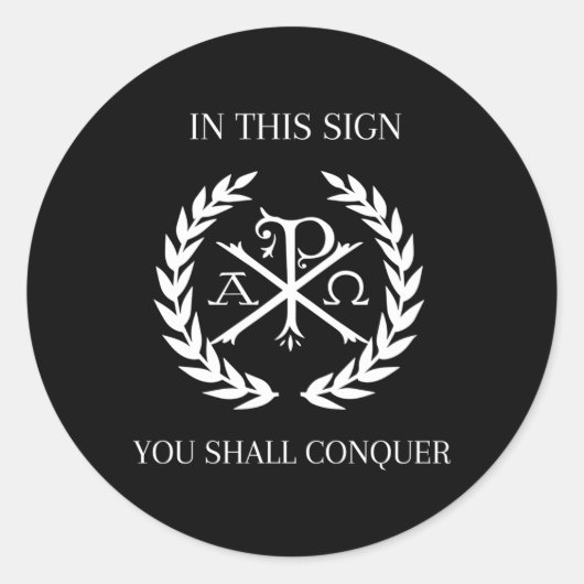 Sticker Rond Catholique Chi Rho Alpha Omega (Devant)