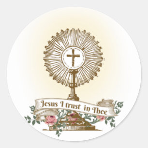 Sticker Rond Catholique Jésus I TRUST Eucharistie religieuse