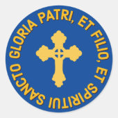 Sticker Rond Catholique Messe latine Gloire Soyez prière Bleu e (Devant)