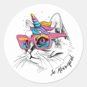 Sticker Rond Caticorn   So Meowgical