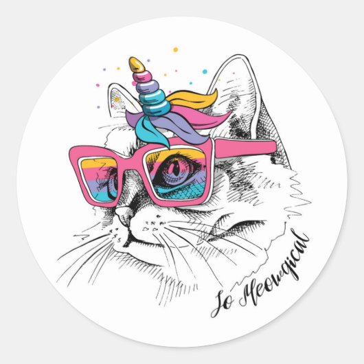 Sticker Rond Caticorn | So Meowgical (Devant)