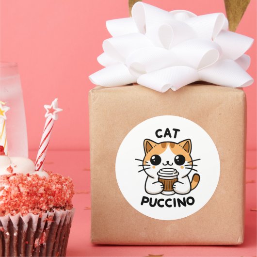 Sticker Rond Catpuccino 2 (Fête)