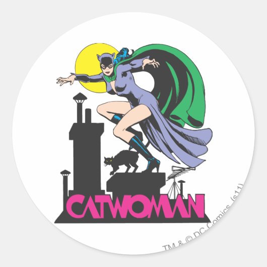 Sticker Rond Catwoman & Logo Pink (Devant)