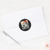 Sticker Rond Catzilla Cat Art japonais (Enveloppe)