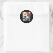 Sticker Rond Catzilla Cat Art japonais (Sac)