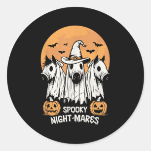 Sticker Rond Cauchemars Mignons Cheval Fantôme Occidental Hallo