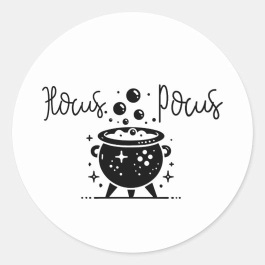 Sticker Rond Cauldron de cuisine noir et blanc Halloween Party (Devant)