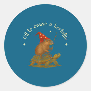 Sticker Rond Cause de désordre fantaisiste Capybara