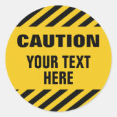 Sticker Rond Caution stripes with any text round (Devant)