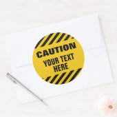Sticker Rond Caution stripes with any text round (Enveloppe)