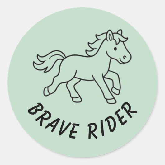 Sticker Rond Cavalier Brave Cheval Sage Vert (Devant)