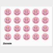 Sticker Rond Cavalier Brave Licorne Rose (Feuille)