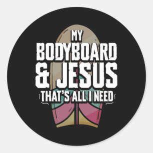 Sticker Rond Cavalier de bodyboard et bodyboardeur de surf _2