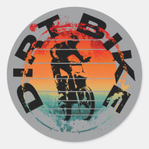 Sticker Rond Cavalier de motocross en moto tout-terrain