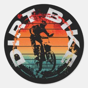 Sticker Rond Cavalier de motocross en moto tout-terrain