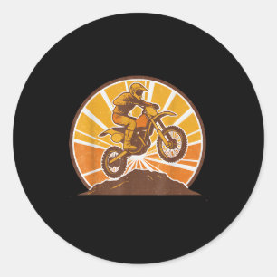 Sticker Rond Cavalier de motocross vintage saute à moto sur rou