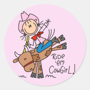 Sticker Rond Cavalier Fille Stick Ride Em Tshirts et Cadeaux Co