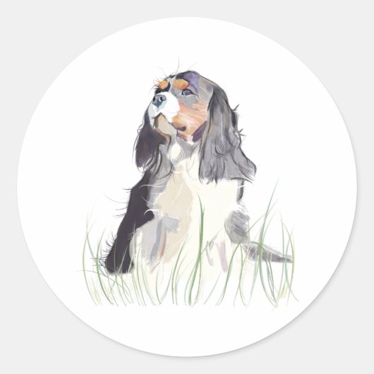 Sticker Rond Cavalier King Aquarelle (Devant)