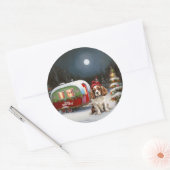 Sticker Rond Cavalier King Charles Spaniel Caravane Noël (Enveloppe)