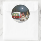 Sticker Rond Cavalier King Charles Spaniel Caravane Noël (Sac)